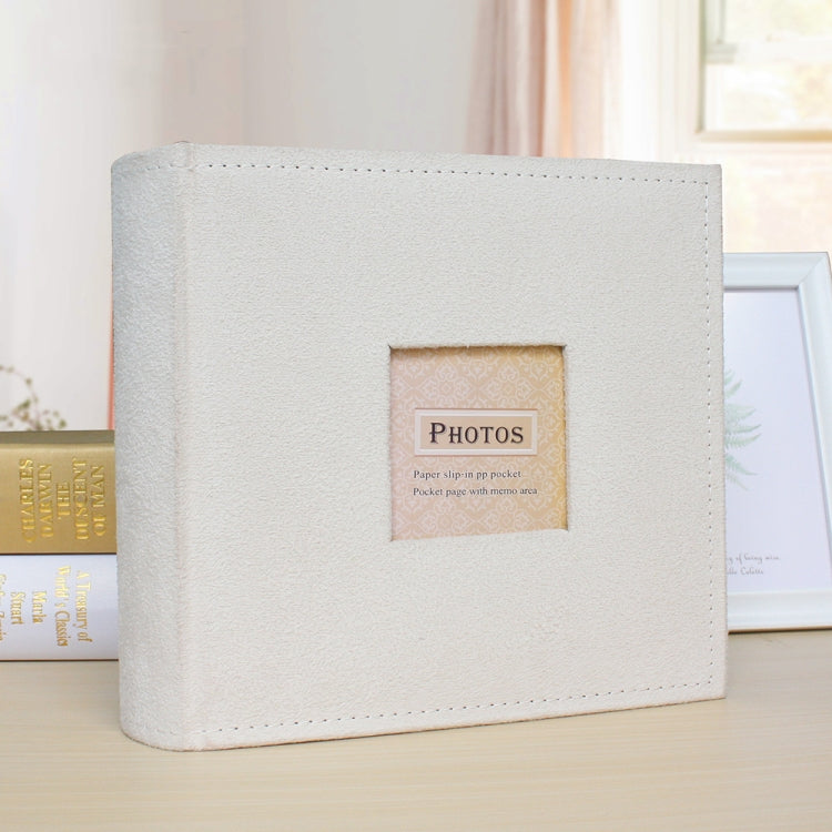 6 Inch 200 Sheets Flannel Retro Photo Album Interstitial Photo Storage Book(White)
