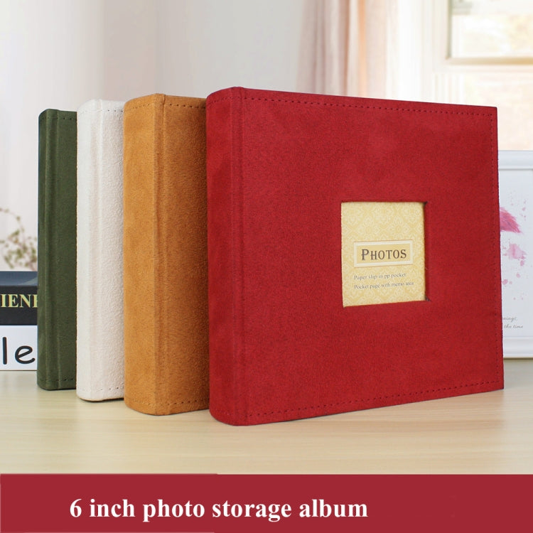 6 Inch 200 Sheets Flannel Retro Photo Album Interstitial Photo Storage Book(White)