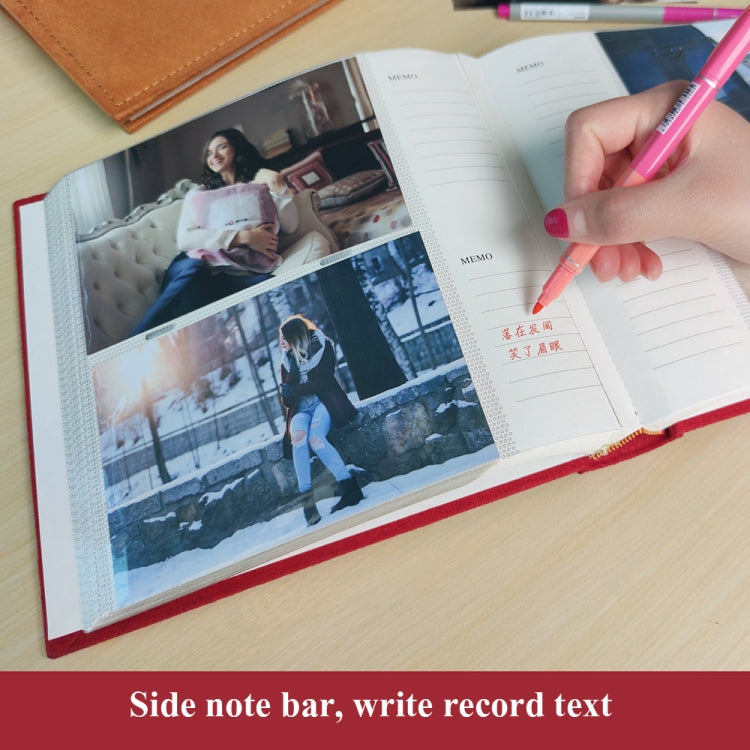 6 Inch 200 Sheets Flannel Retro Photo Album Interstitial Photo Storage Book(White)