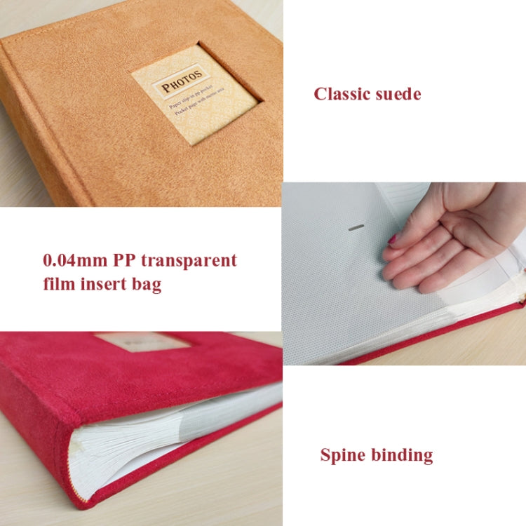 6 Inch 200 Sheets Flannel Retro Photo Album Interstitial Photo Storage Book(White)