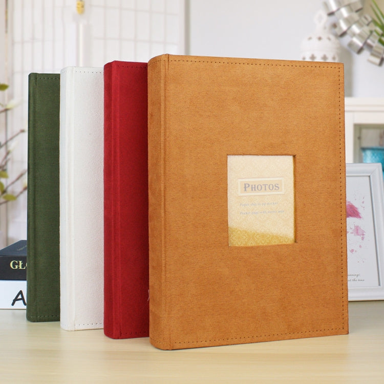 4R 6 Inch 300 Sheets Cloth Photo Album Retro Insert Photo Album Postcard Storage Photo Album(Green)