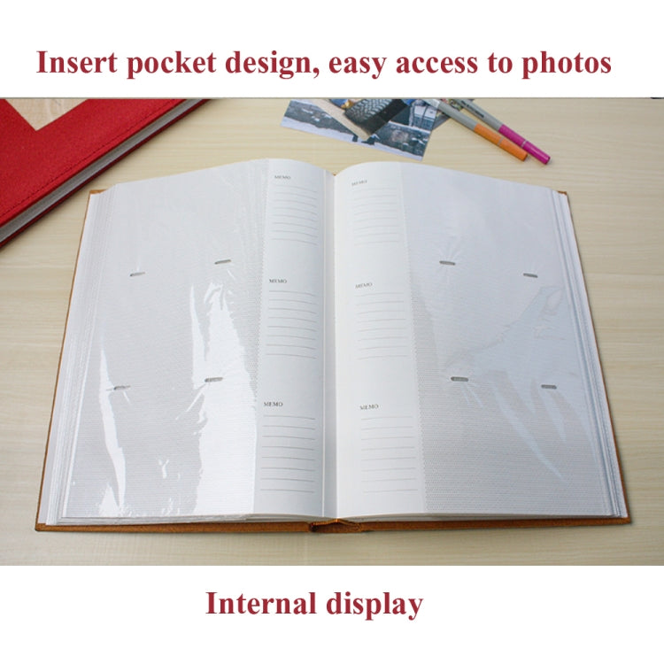 4R 6 Inch 300 Sheets Cloth Photo Album Retro Insert Photo Album Postcard Storage Photo Album(Green)