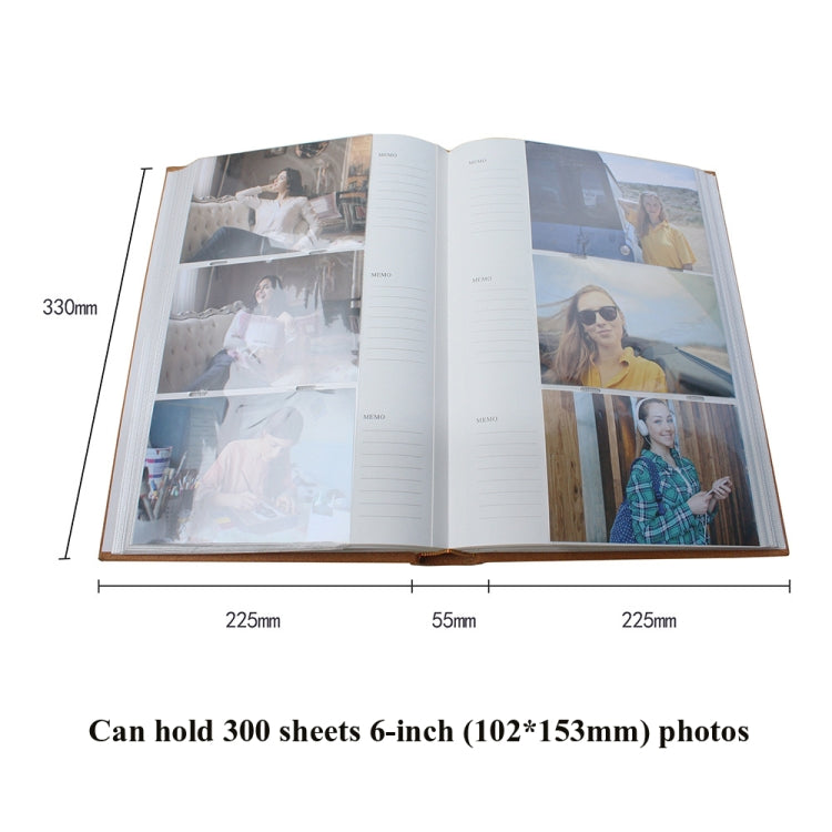 4R 6 Inch 300 Sheets Cloth Photo Album Retro Insert Photo Album Postcard Storage Photo Album(Green)