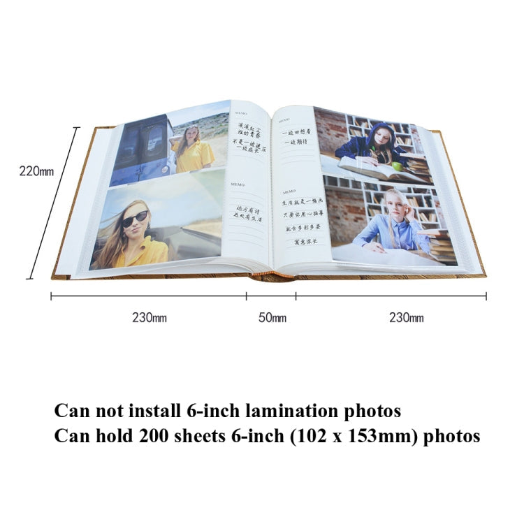 4R 6 Inch 200 Sheets Cloth Photo Album Baby Growth Memorial Album Interstitial Album(Red Wine)