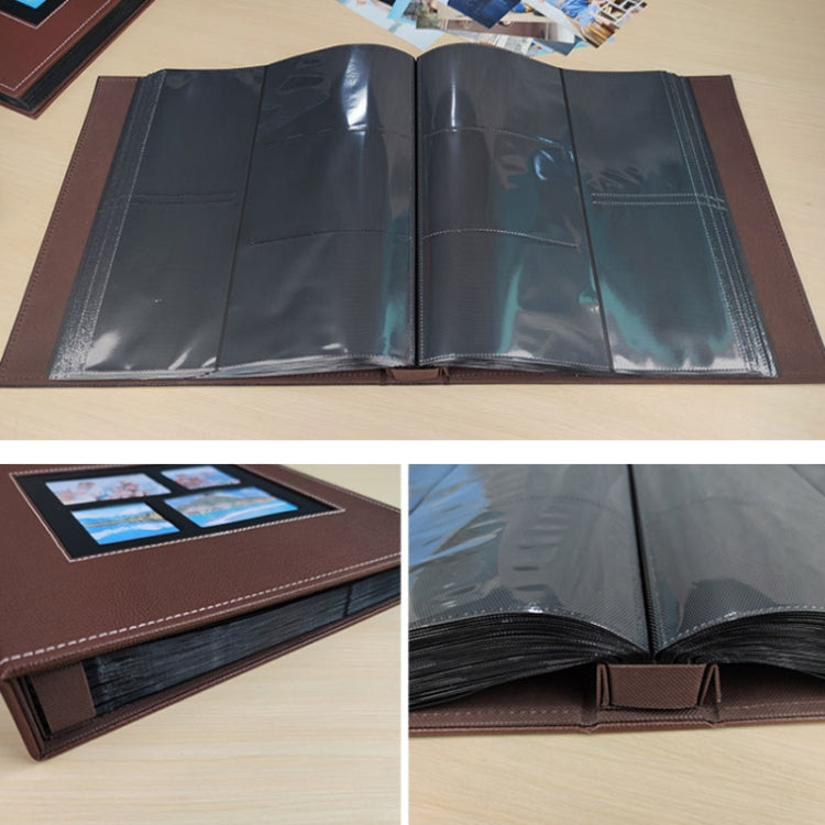 6 Inch 600 Sheets Leather Cover Photo Album Family Photo Album Storage Book(Dark Brown)