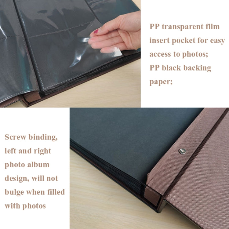 6 Inch 600 Sheets Leather Cover Photo Album Family Photo Album Storage Book(Dark Brown)