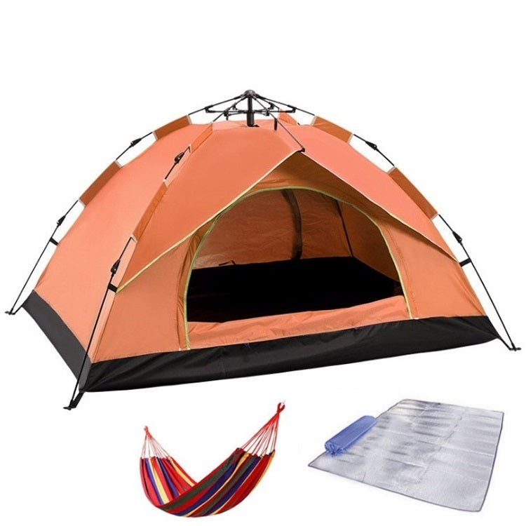 TC-014 Outdoor Beach Travel Camping Automatic Spring Multi-Person Tent For 2 People(Orange+Mat+Hammock)