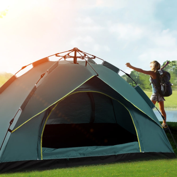 TC-014 Outdoor Beach Travel Camping Automatic Spring Multi-Person Tent For 3-4 People(Green+Mat+Hammock)
