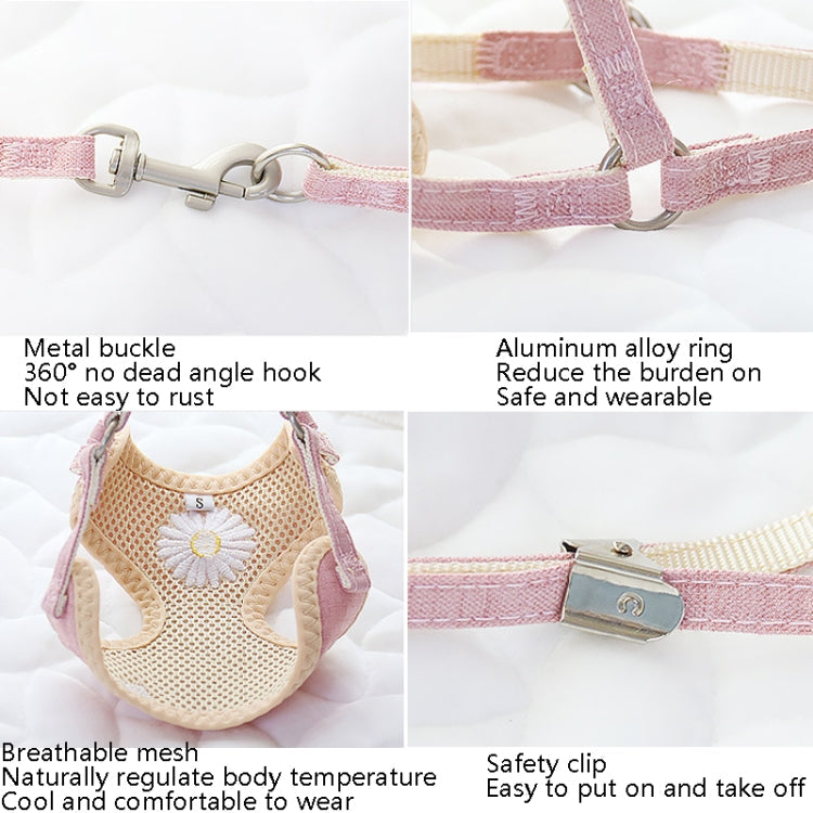 ZiChen Plain Embroidery Dog ??Traction Rope Pet Chest Strap, Size: S(Pink)