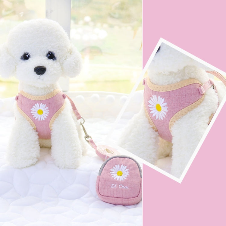 ZiChen Plain Embroidery Dog ??Traction Rope Pet Chest Strap, Size: S(Pink)