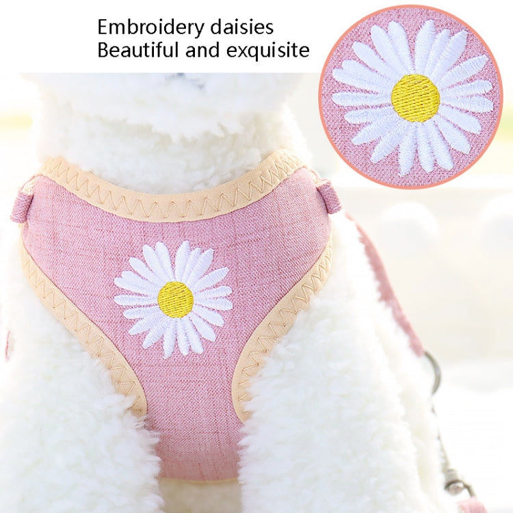 ZiChen Plain Embroidery Dog ??Traction Rope Pet Chest Strap, Size: M(Pink)