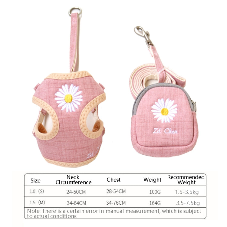 ZiChen Plain Embroidery Dog ??Traction Rope Pet Chest Strap, Size: M(Pink)