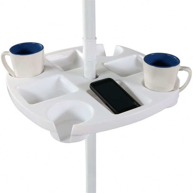 Outdoor Beach Umbrella Tube Cup Holder Sun Umbrella PP Plastic Tray(White)