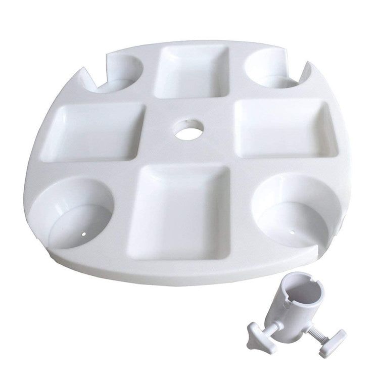Outdoor Beach Umbrella Tube Cup Holder Sun Umbrella PP Plastic Tray(White)