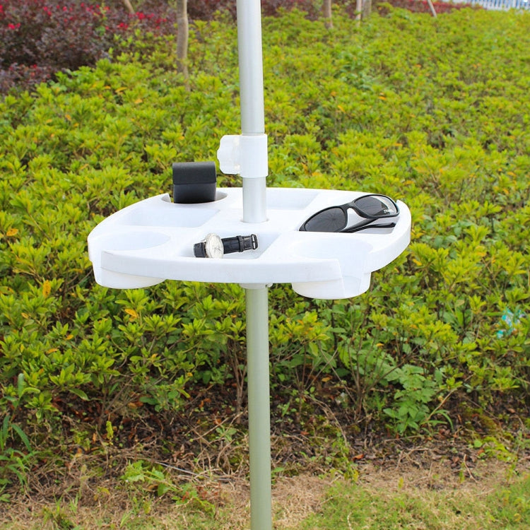Outdoor Beach Umbrella Tube Cup Holder Sun Umbrella PP Plastic Tray(White)