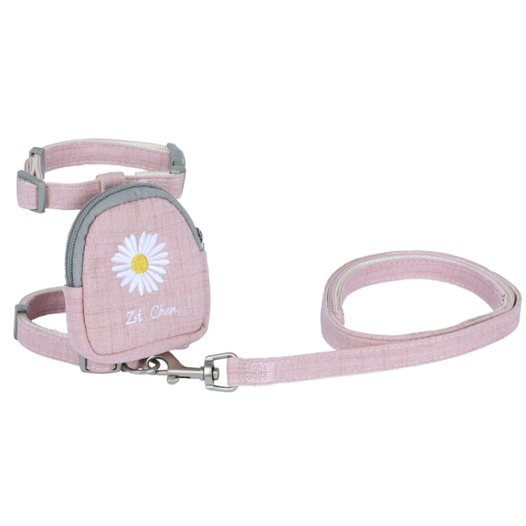 ZiChen Cat Traction Rope Small Pet Traction Embroidery Backpack, Size: S(Pink)