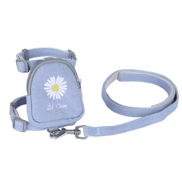 ZiChen Cat Traction Rope Small Pet Traction Embroidery Backpack, Size: S(Blue)