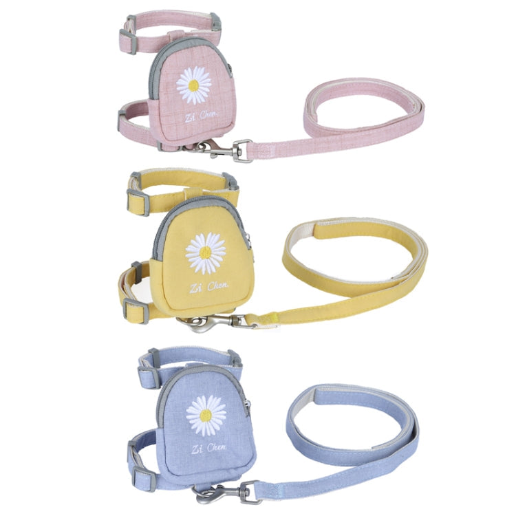ZiChen Cat Traction Rope Small Pet Traction Embroidery Backpack, Size: S(Yellow)
