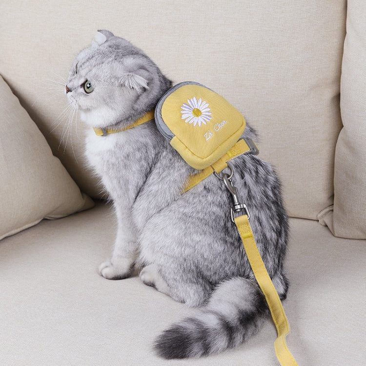 ZiChen Cat Traction Rope Small Pet Traction Embroidery Backpack, Size: L(Blue)