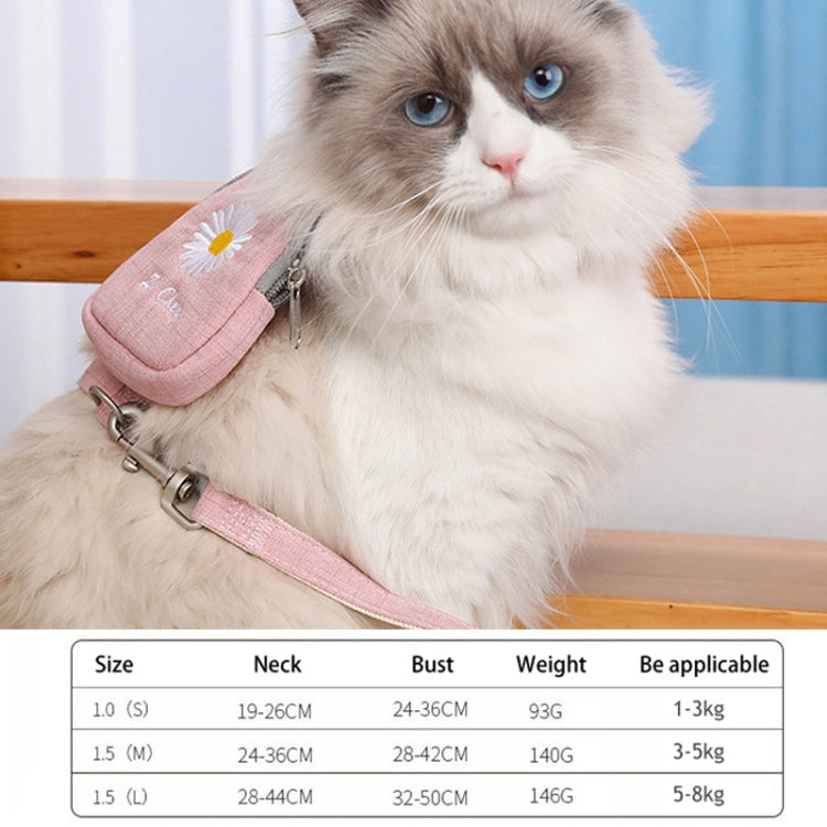 ZiChen Cat Traction Rope Small Pet Traction Embroidery Backpack, Size: L(Blue)