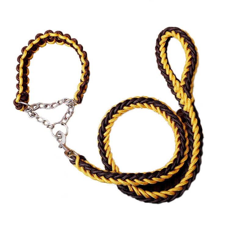 Dog Leash Braided Belt Pet Explosion-Proof Leash, Size: L(Chain Yellow+Brown)