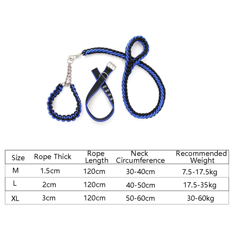 Dog Leash Braided Belt Pet Explosion-Proof Leash, Size: XL(Chain Blue+Black)