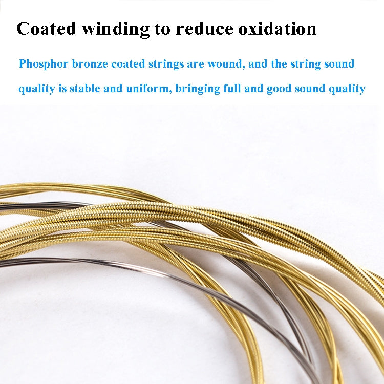1 Set Folk Guitar Brass Strings Acoustic Guitar Set Strings 1-6(Yellow Packing 011)