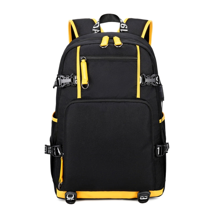 6101-4 Thermal Transfer Casual Backpack Simple Student Schoolbag(Yellow Leather)