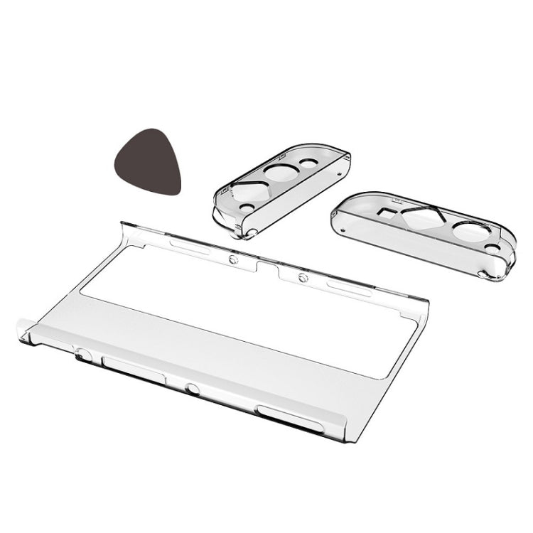 DOBE TNS-1133B Host Protection Kit + Left And Right Handle Crystal Anti-Fall Protection Cover For Switch OLED(Transparent Color)