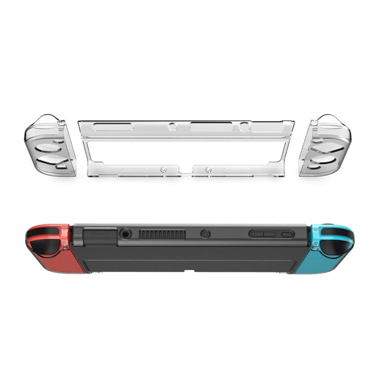 DOBE TNS-1133B Host Protection Kit + Left And Right Handle Crystal Anti-Fall Protection Cover For Switch OLED(Transparent Color)