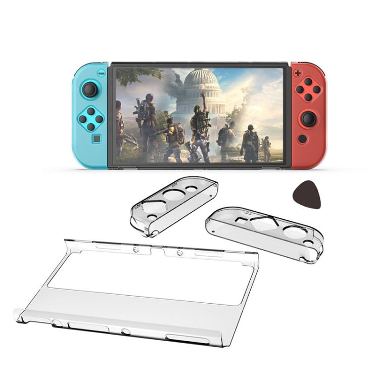 DOBE TNS-1133B Host Protection Kit + Left And Right Handle Crystal Anti-Fall Protection Cover For Switch OLED(Transparent Color)