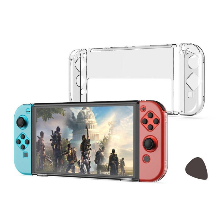 DOBE TNS-1133B Host Protection Kit + Left And Right Handle Crystal Anti-Fall Protection Cover For Switch OLED(Transparent Color)