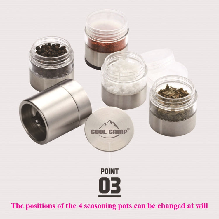 COOL CAMP CF-601 Outdoor Portable Barbecue Picnic Seasoning Bottle Set with Grinder,(Silver)