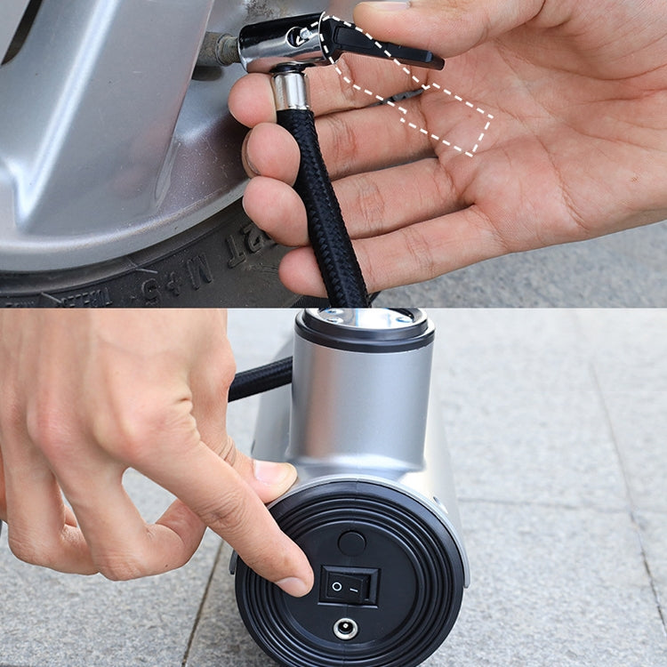 Car Inflatable Pump Portable Small Automotive Tire Refiner Pump, Style: Wired Pointer With Lamp