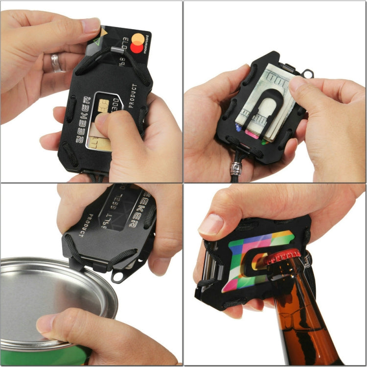 ZEEKER Metal Card Holder RFID Multifunctional EDC Wallet Large Capacity Minimalist Card Holder With Bottle Opener Function, Colour: Red