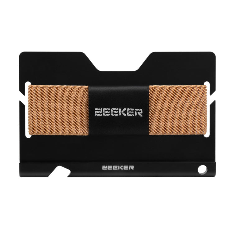 ZEEKER JK03  Aluminum Alloy Card Holder Multi-Function Elastic Band Women And Men Wallet Metal Business Card Holder(Light Coffee)
