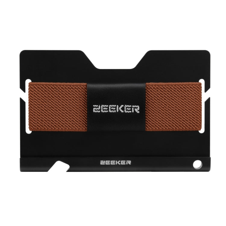 ZEEKER JK03  Aluminum Alloy Card Holder Multi-Function Elastic Band Women And Men Wallet Metal Business Card Holder(Dark Coffee)