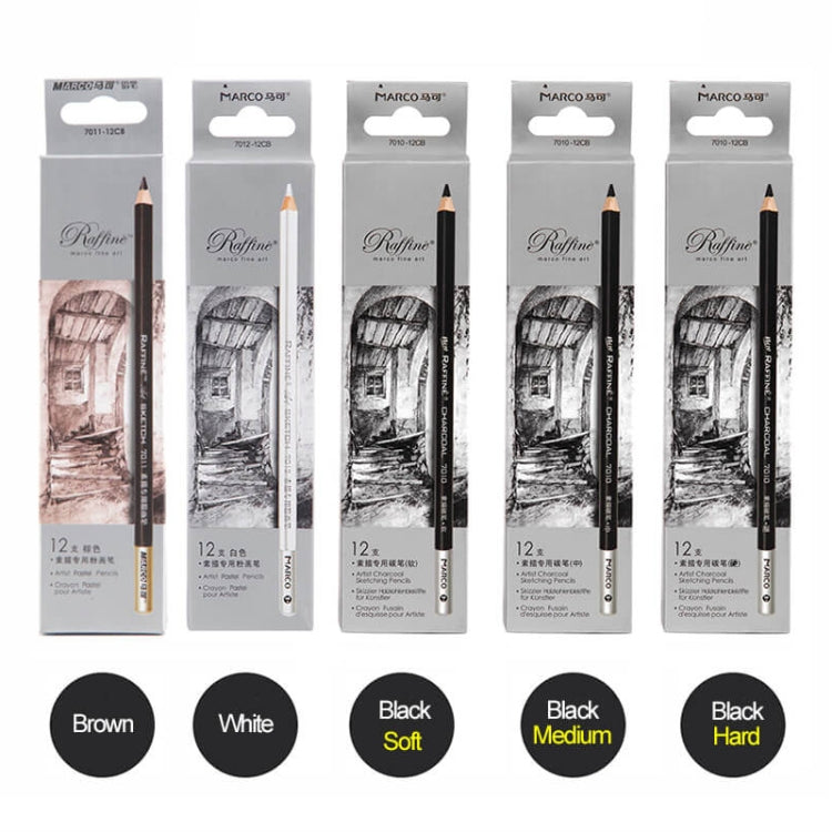1 Box Marco Pencil Sketch Brush Art Painting Tool, Style: 7010 Black Hard Carbon