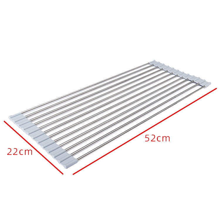 Folding Water Filters Kitchen Rack Sink Bowl Chopsticks Filters, Style: Stainless Steel 52x22cm