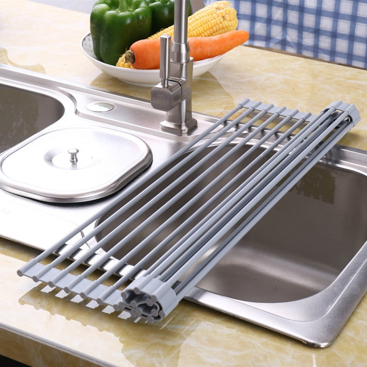 Folding Water Filters Kitchen Rack Sink Bowl Chopsticks Filters, Style: Stainless Steel 52x22cm
