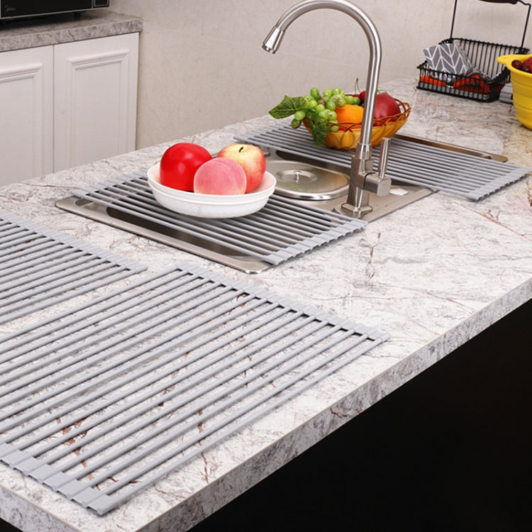 Folding Water Filters Kitchen Rack Sink Bowl Chopsticks Filters, Style: Stainless Steel 52x22cm