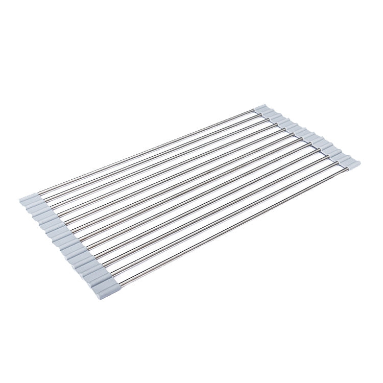 Folding Water Filters Kitchen Rack Sink Bowl Chopsticks Filters, Style: Stainless Steel 46x22cm