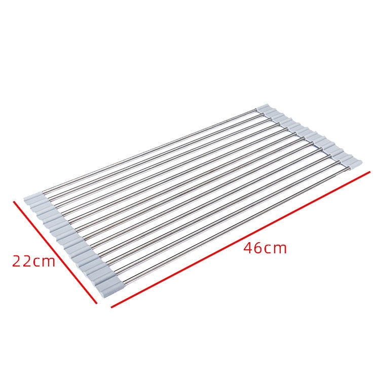 Folding Water Filters Kitchen Rack Sink Bowl Chopsticks Filters, Style: Stainless Steel 46x22cm