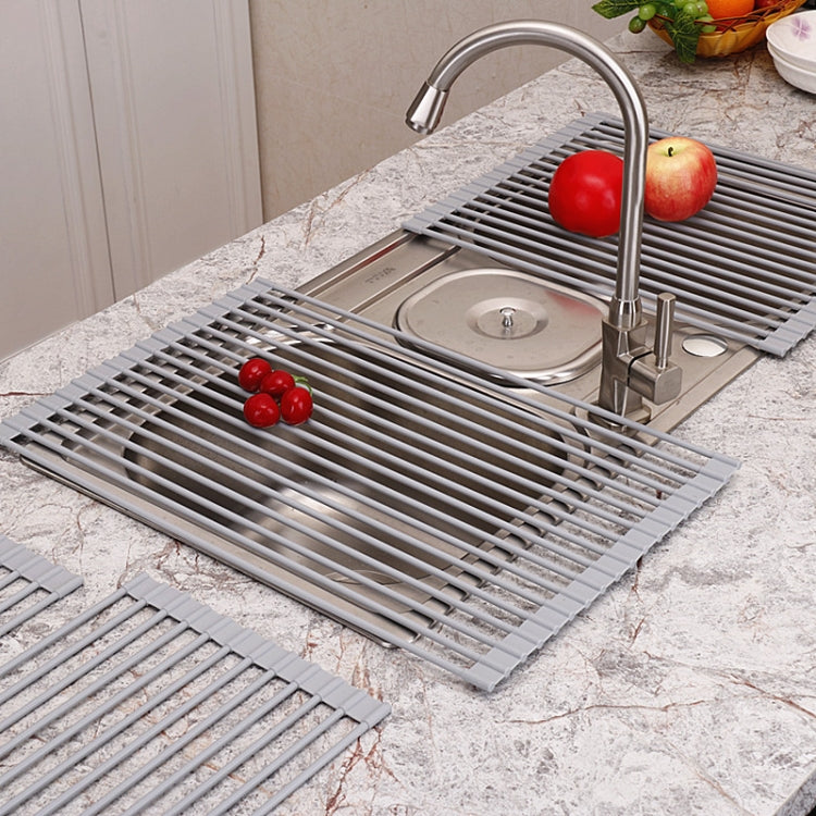 Folding Water Filters Kitchen Rack Sink Bowl Chopsticks Filters, Style: Stainless Steel 46x22cm