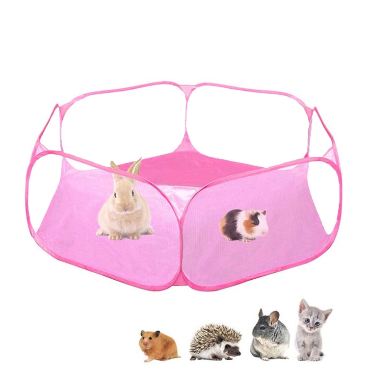 Portable Small Animal Game Fence Folding Outdoor Interior Pet Tent(Pink Opp Bag)