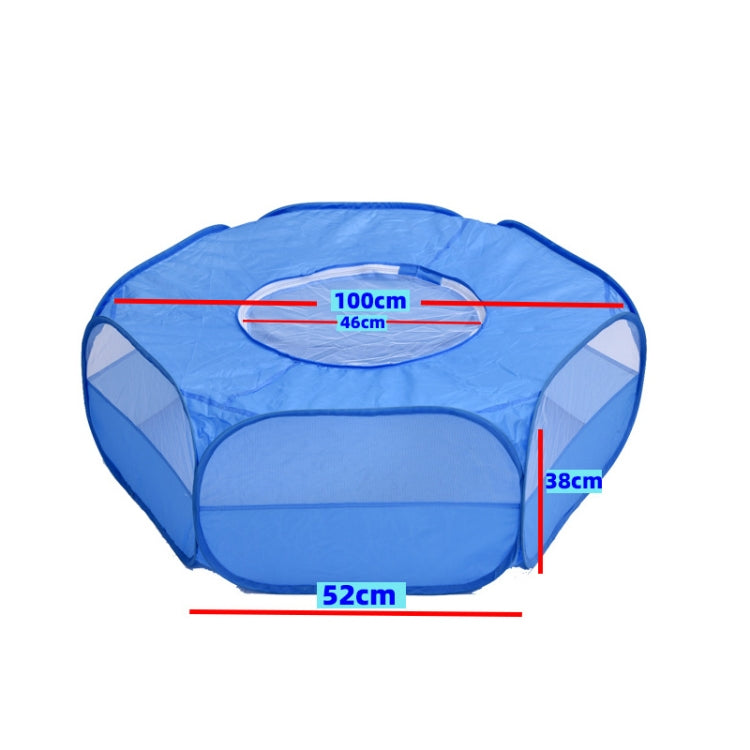 Folded Small Pet Fence Outdoor Workout Game Crawling Small Animal Tent, Specification： With Cover and Side Cloth (Blue)