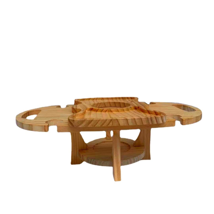Outdoor Picnic Table Wooden Foldable Wine Rack(Wood Color)
