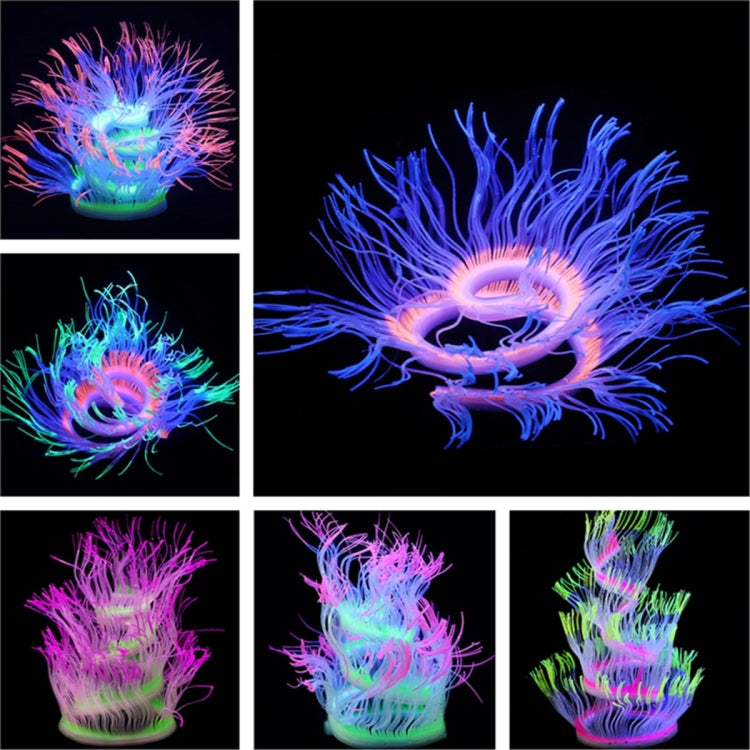 Aquarium Fish Tank Landscaping Decoration Silica Gel Simulation Software Coral Fluorescent Anemone, Size: 50cm(Purple)