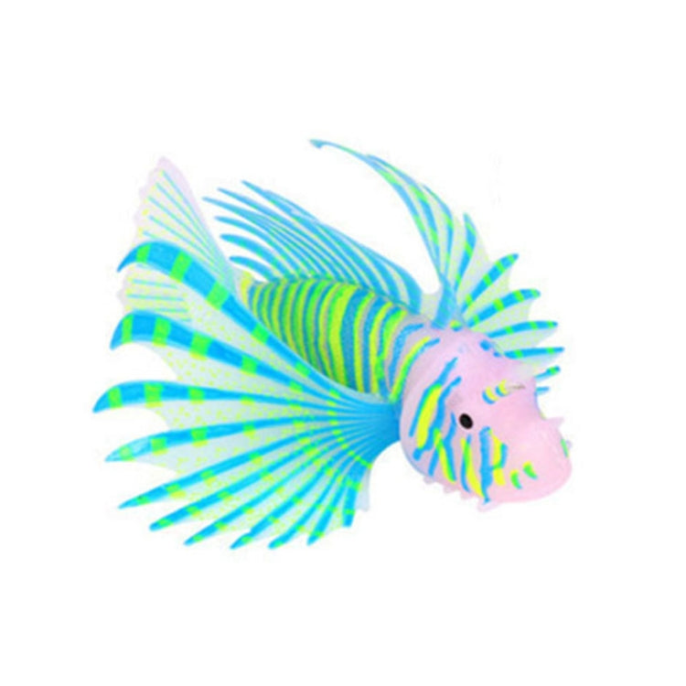 Fish Tank Landscaping Ornament Silicone Nightlight Simulation Colorful Lion Fish(Blue)