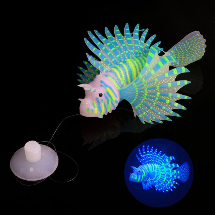 Fish Tank Landscaping Ornament Silicone Nightlight Simulation Colorful Lion Fish(Blue)